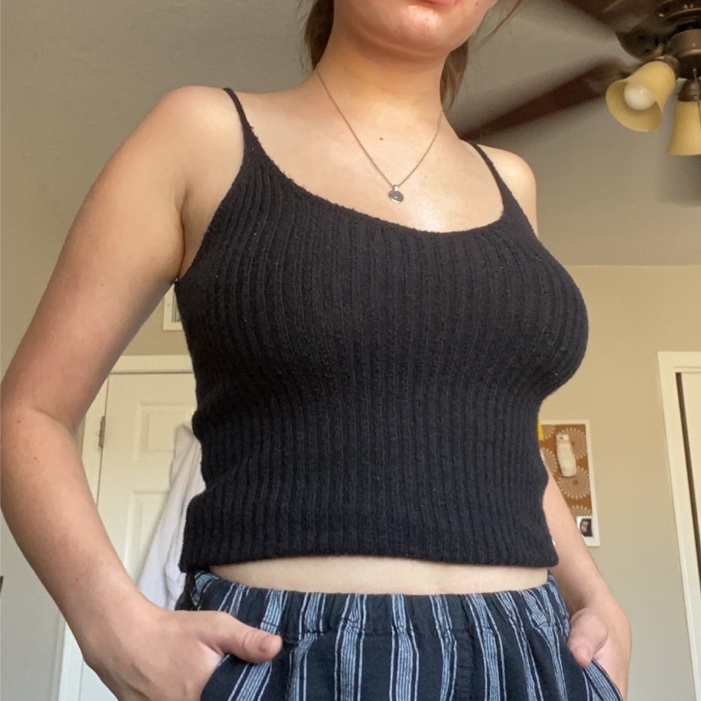 American Eagle Black Ribbed Tank